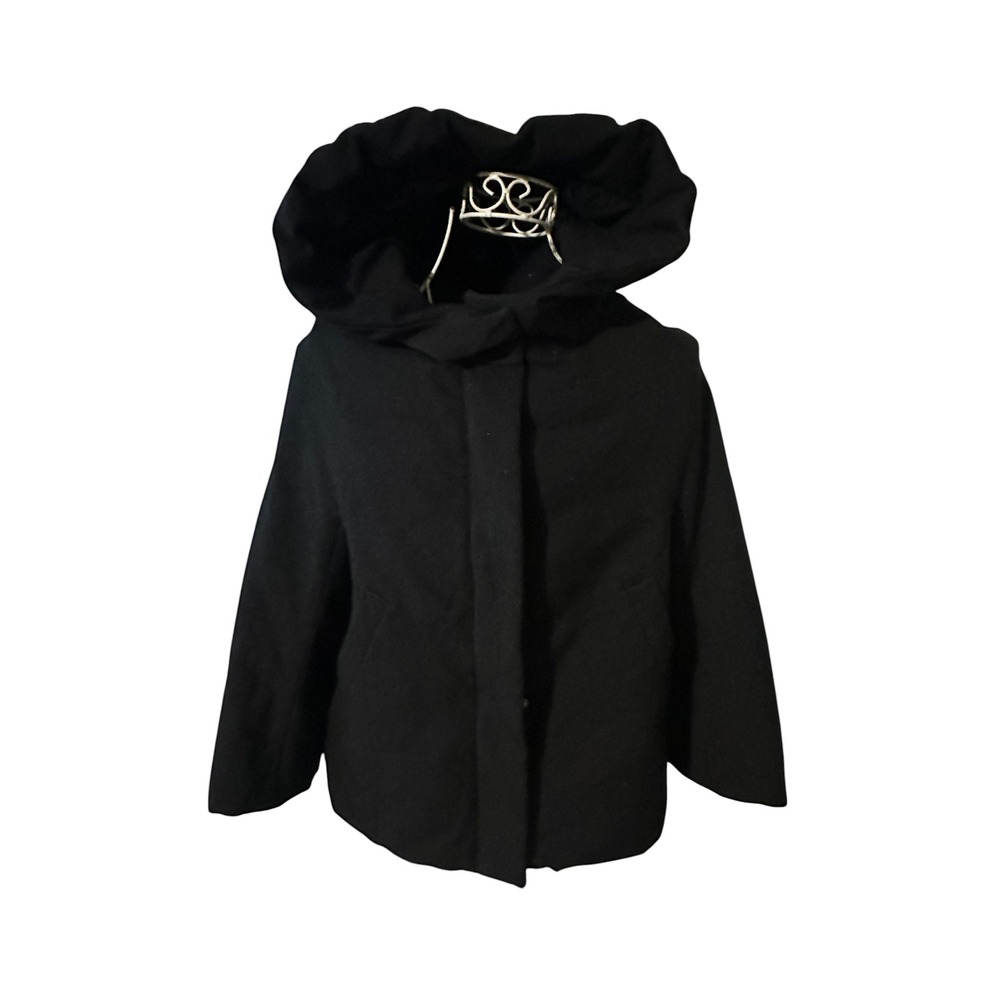 Uniqlo x Jil Sander +J Black Down Short Coat Hooded Wool Blend Jacket Medium
